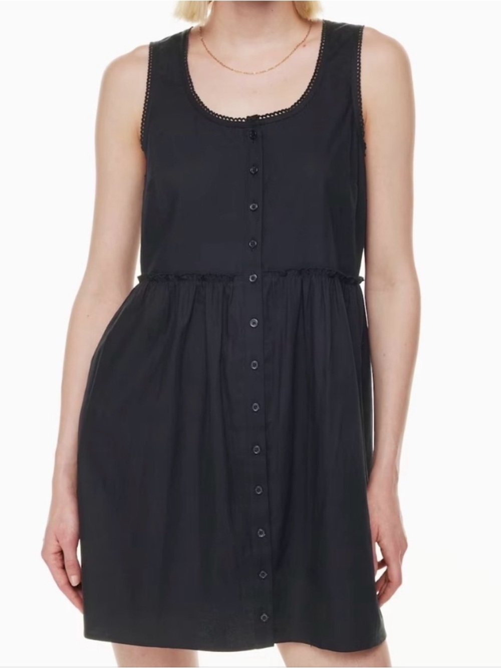 ❤️Aritzia Sunday Best Cotton Black Button-Front Sleeveless Mini Dress